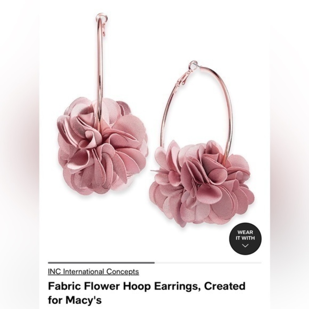Fabric Flower Hoop Earrings